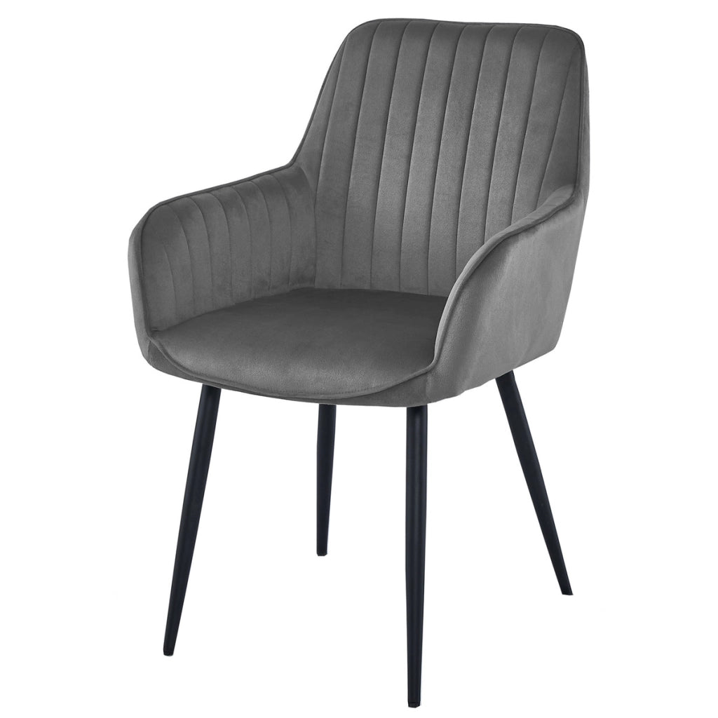 Sedia Solden in velluto grigio scuro con gambe nere