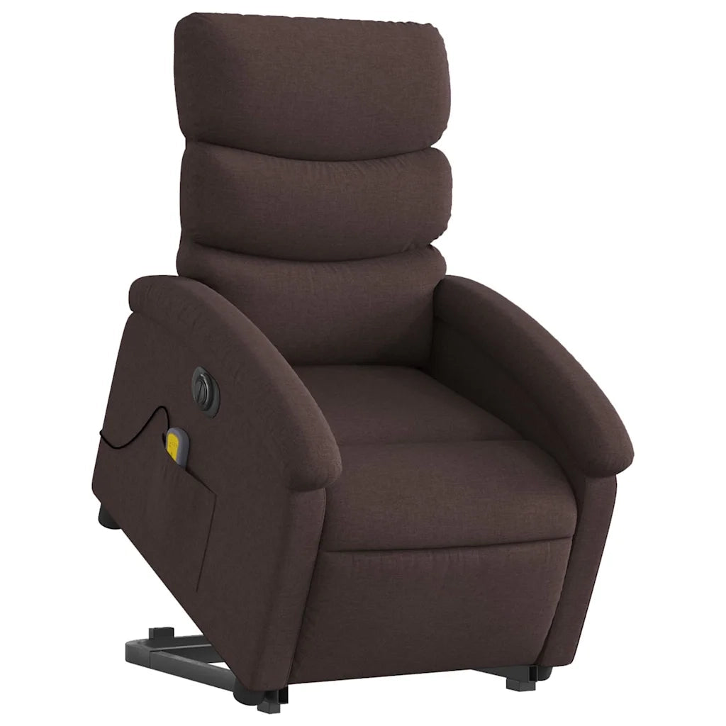 Poltrona Alzapersona Massaggio Elettrica Marrone Scuro Tessuto 3204019