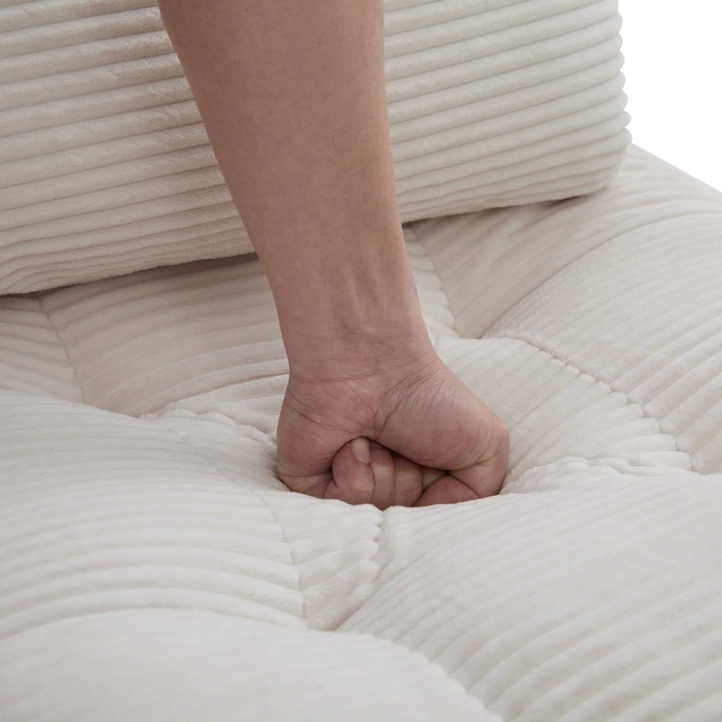 Sedia a dondolo con poggiapiedi - con tasca laterale e schienale regolabile - beige
