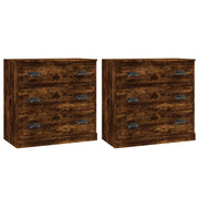 Credenze 2 pz | Madia | Buffet da pranzo | Armadio da pranzo Rovere Fumo in Legno Multistrato