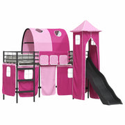 Struttura del letto loft per Bambini | Letto Infantile | Lettino Nero e rosa 100 x 190 cm
