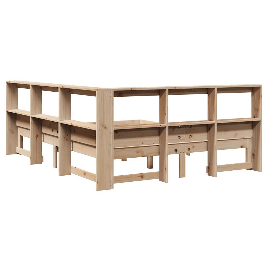 Letto Libreria senza Materasso-Struttura Letto contenitore 160x200 cm in Legno di Pino 738379