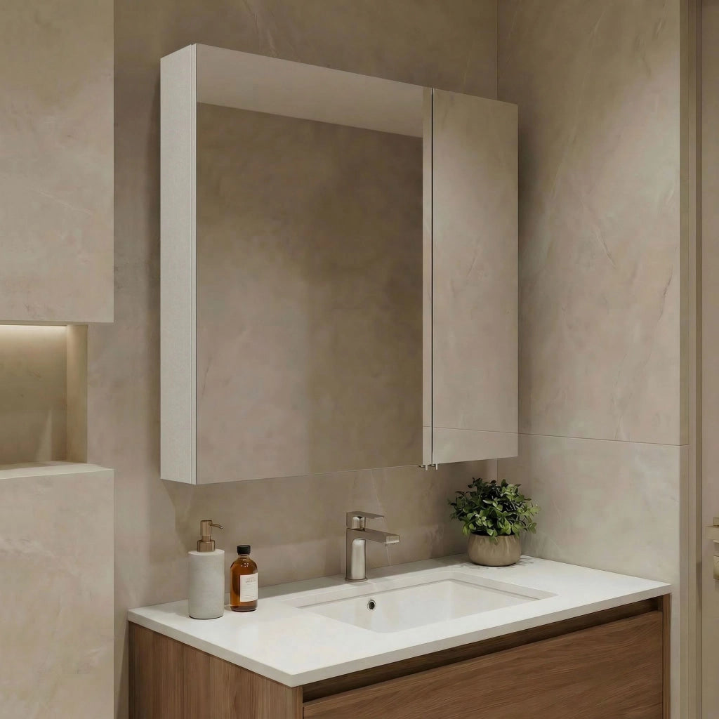 Mobile da bagno con specchio "Nuvola 60 v2" - 66 x 16 x 60 cm - Cashmere