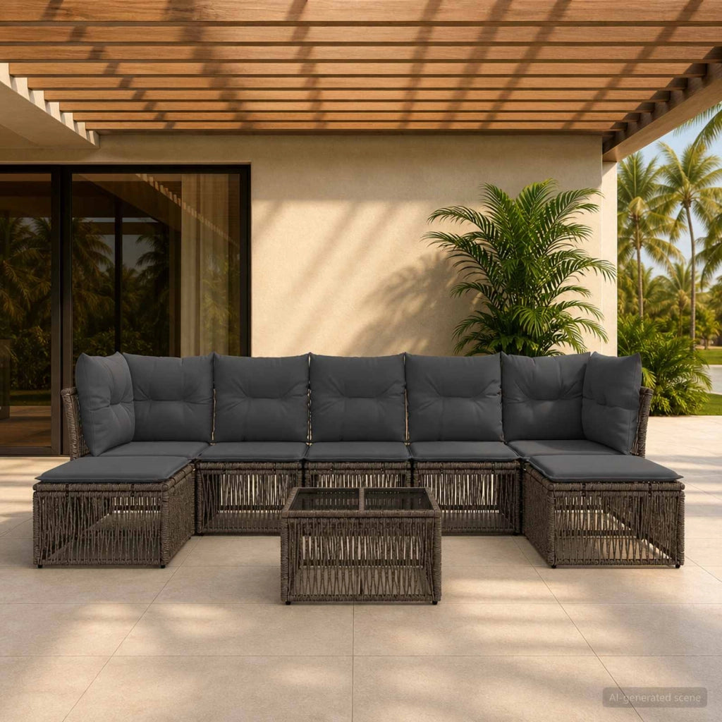 Set Divano da Giardino 8 pz Grigio polyrattan 3434312