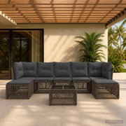 Set Divano da Giardino 8 pz Grigio polyrattan 3434312