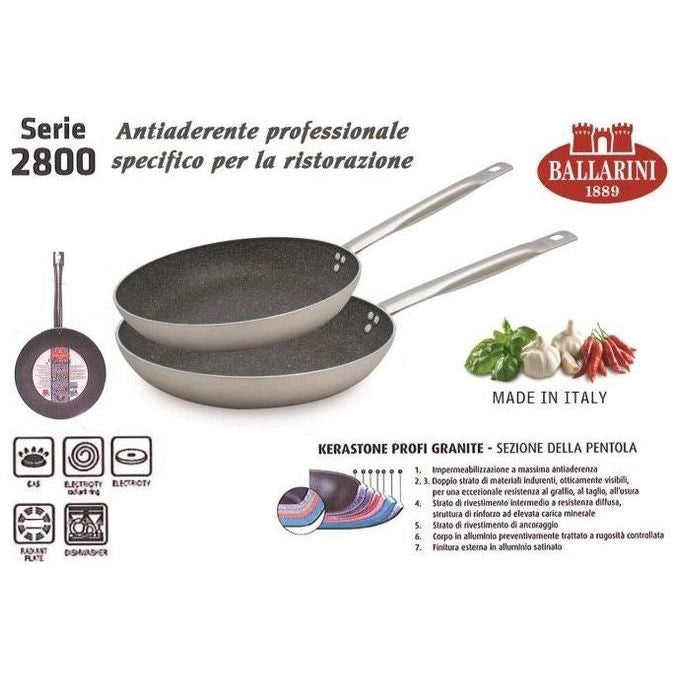 Ballarini 1000066 Professionale Granite Padella Svasata Bassa 1 Manico 32 cm Antiaderente Alluminio colore Grigio