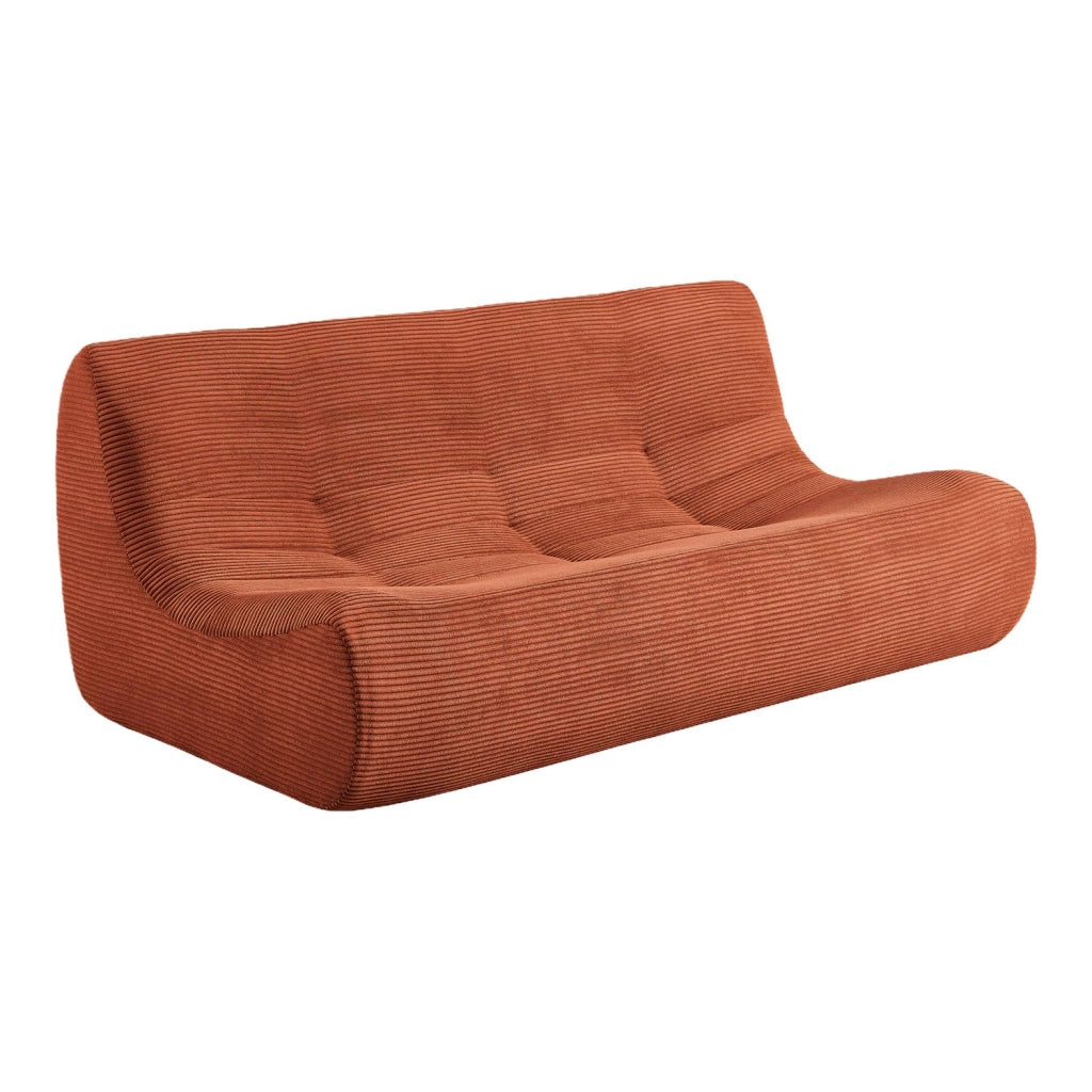 Poltrona in velluto a coste, 3 posti, terracotta