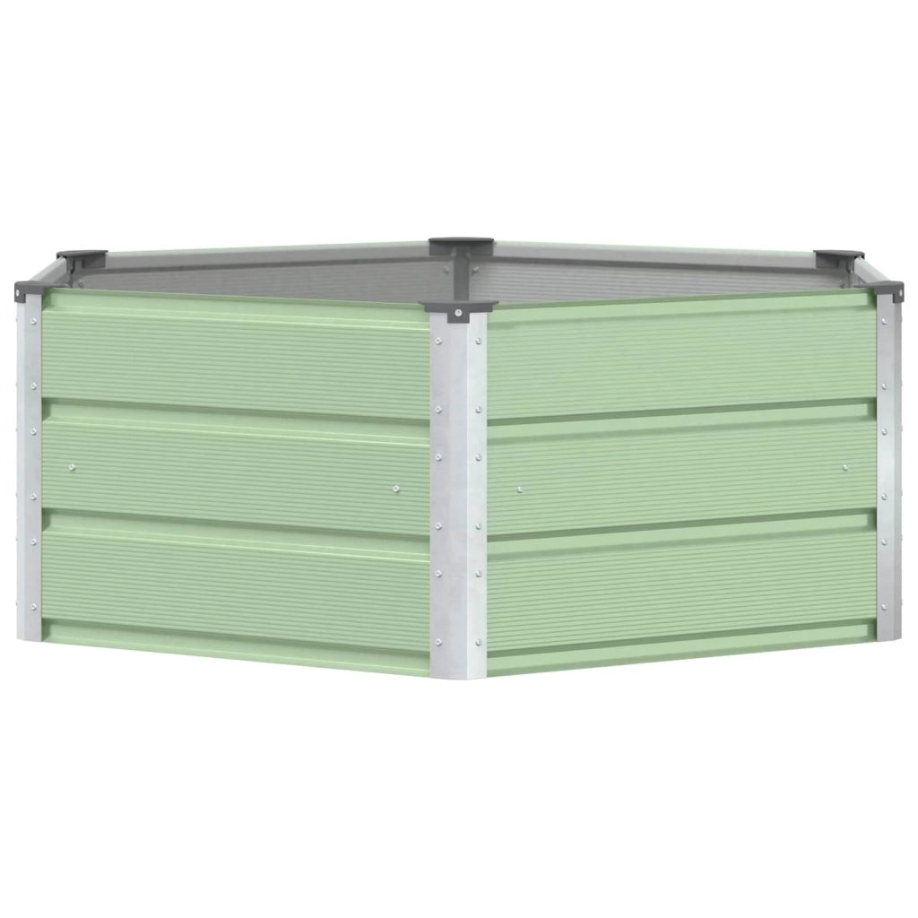 Fioriera da giardino esagonale moderna 129 x 129 x 45 cm in acciaio verde pastello 02_0059254