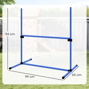 SET Agility per cani 99x65x94 cm regolabile in altezza, plastica blu