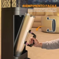 Stufa a Pellet da Esterno Potenza 6.86Kw con Base Antiscivolo, Tubo in Vetro e Rete in Metallo, Nero