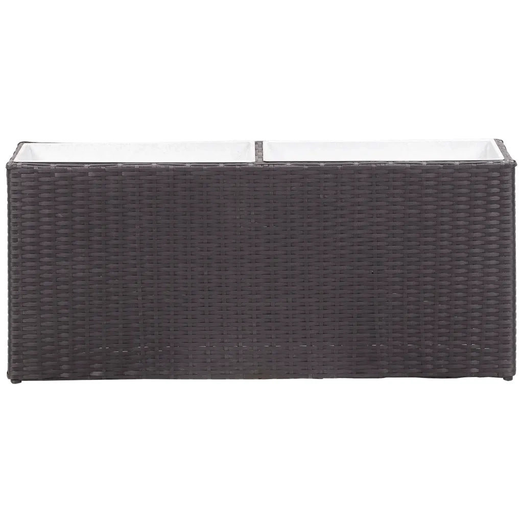 Letto Rialzato da Giardino 2 Vasi 90x20x40 cm Polyrattan Nero