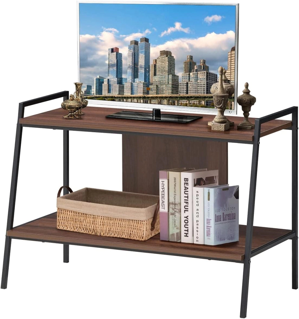 Mobile Porta TV, Scaffale a 2 Livelli con Ripiani di Stoccaggio, Ideale per TV Fino a 32 Pollici, 89x43x60 cm