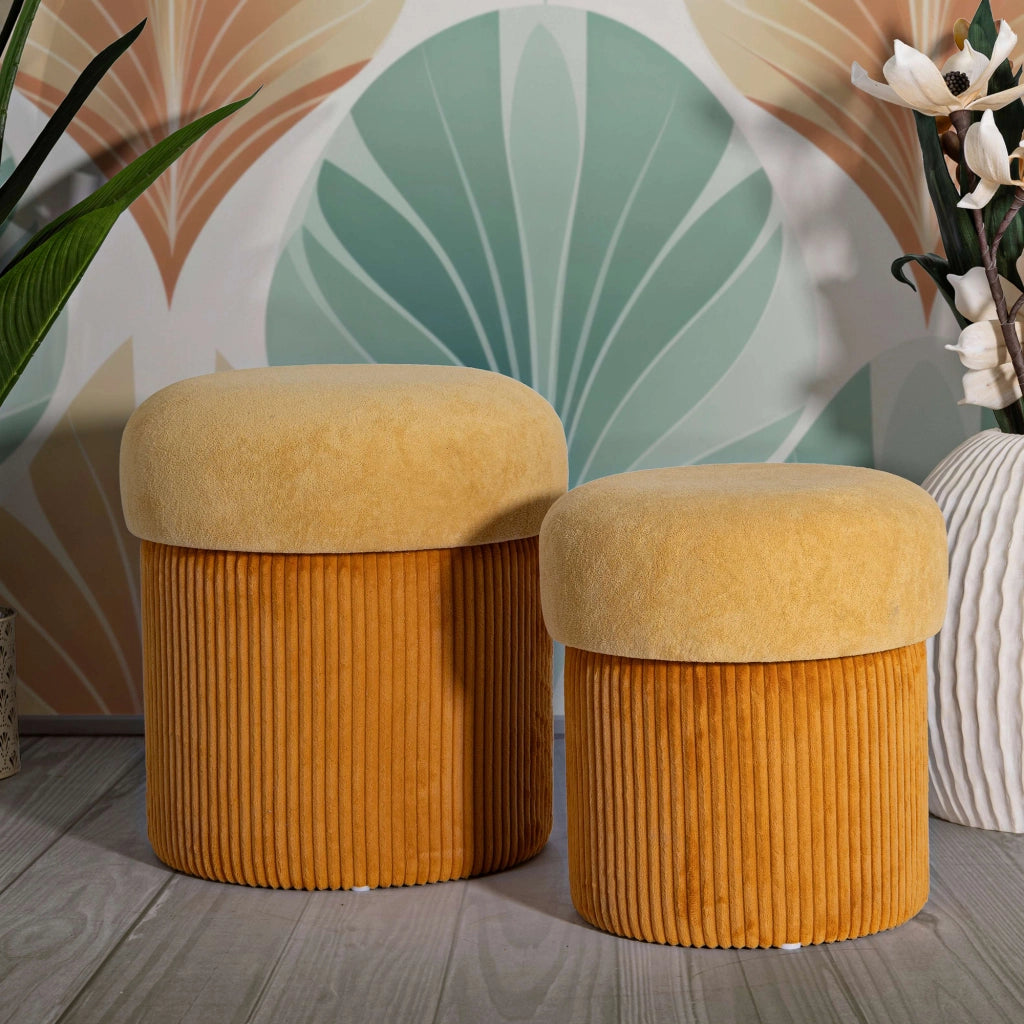 Outjo, Pouf Contenitore set da 2, 42x42x44h cm Arancione