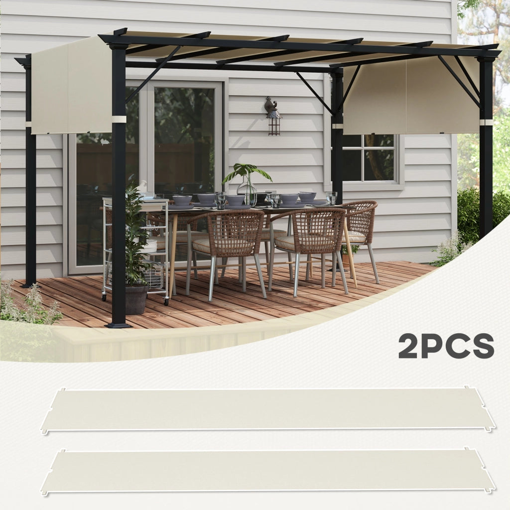 Copertura per Gazebo Pergola 488x122 cm con Tasche e Cinghie in Poliestere Bianco Crema