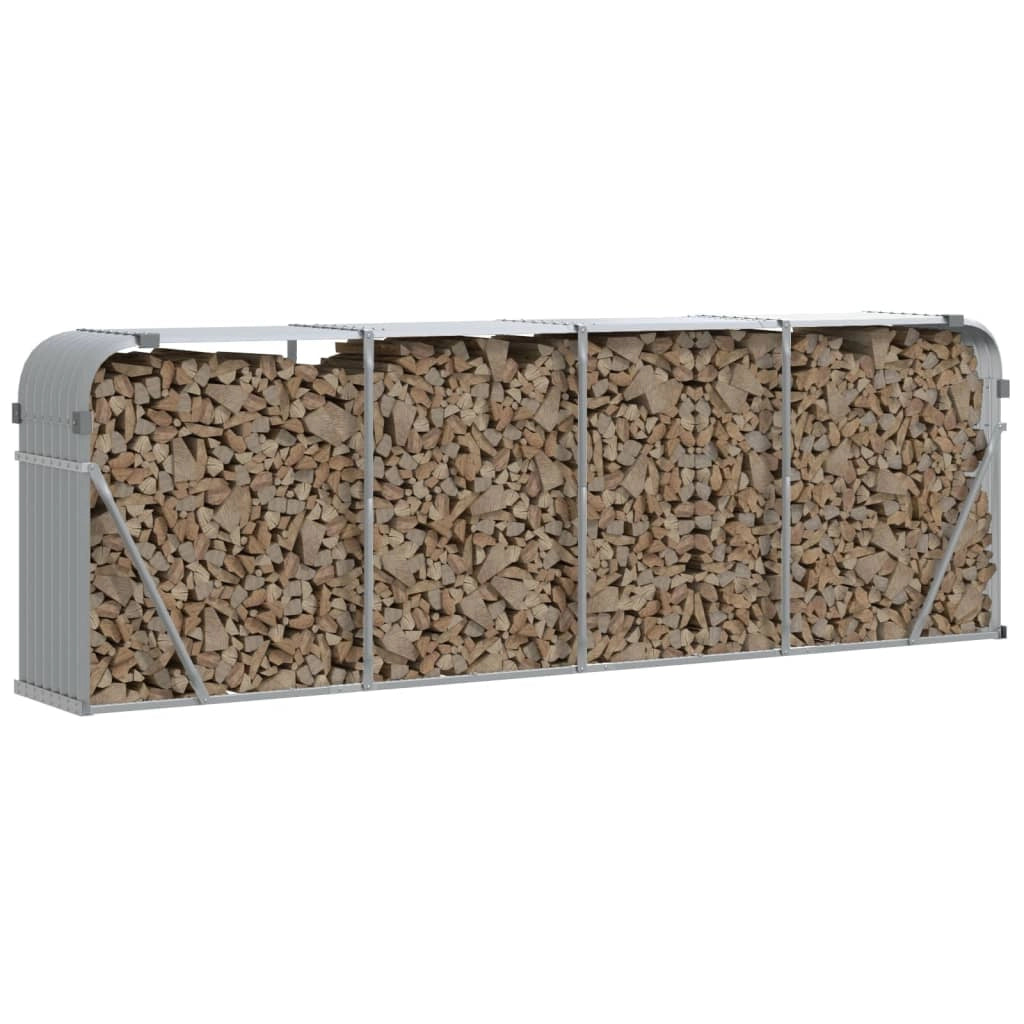 Portalegna chiaro 300 x 45 x 100 cm acciaio zincato grigio 02_0043815