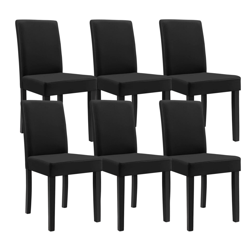 Set Pranzo con Tavolo 140x90 cm e 6 Sedie in Similpelle - Effetto Rovere Chiaro / Nero [en.casa]