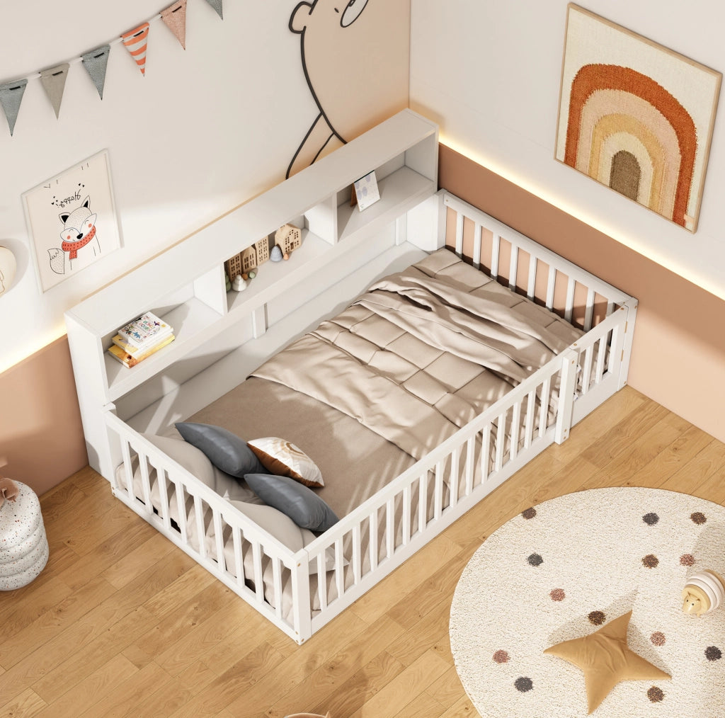 Letto singolo 90x200 cm con sponde e vani portaoggetti