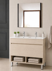 Mobile bagno con piedini con lavabo extrapiano ORIGENBATH NEBARI senza specchio 120x45 cm doppio lavabo estepa