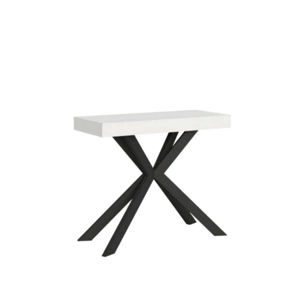 Consolle allungabile 90x40/300 cm Saki bianco frassino gambe antracite