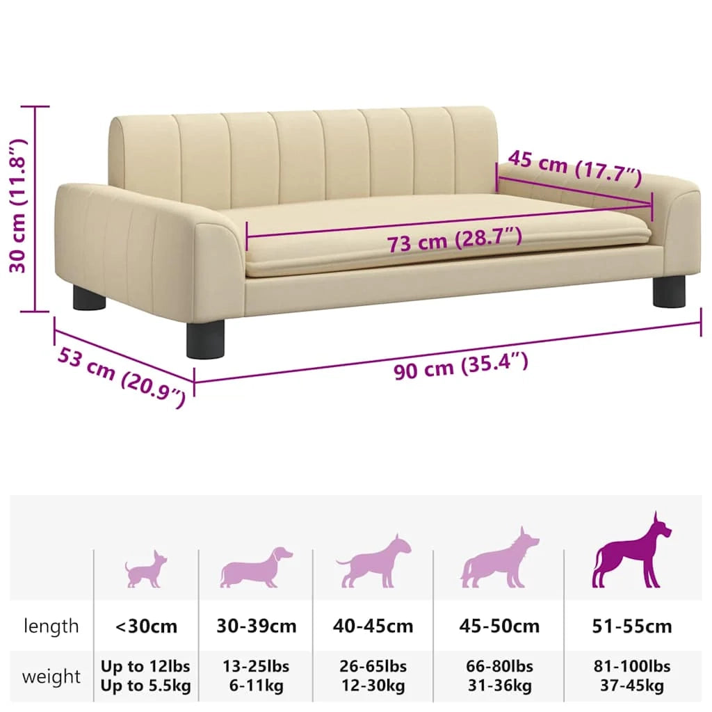 Cuccia per cani a forma di cesto comoda 90 x 53 x 30 cm tessuto color crema 02_0042989