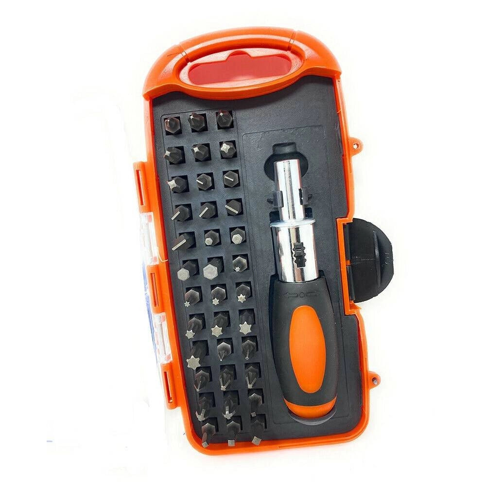 Trade Shop - Cacciavite A Cricchetto Inserti Punte A Croce Torx Esagonali Set 37 Pezzi -