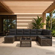 Set Divano da Giardino 9 pz Grigio polyrattan 3435806