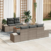 Set di Divani da Giardino 6 Pezzi con Cuscini Grigio Rattan Acacia