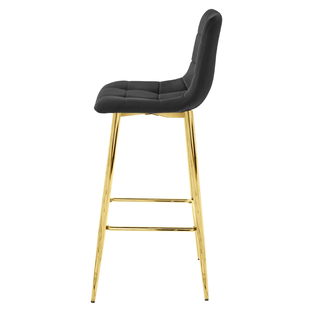 Sgabello Valora TEOTO in velluto nero con gambe dorate x3