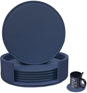 Onderzetters in lino con stecchi, adatti per diverse tazze, tavoli in legno, arredamento domestico, 10 cm, blu scuro, 6 pezzi