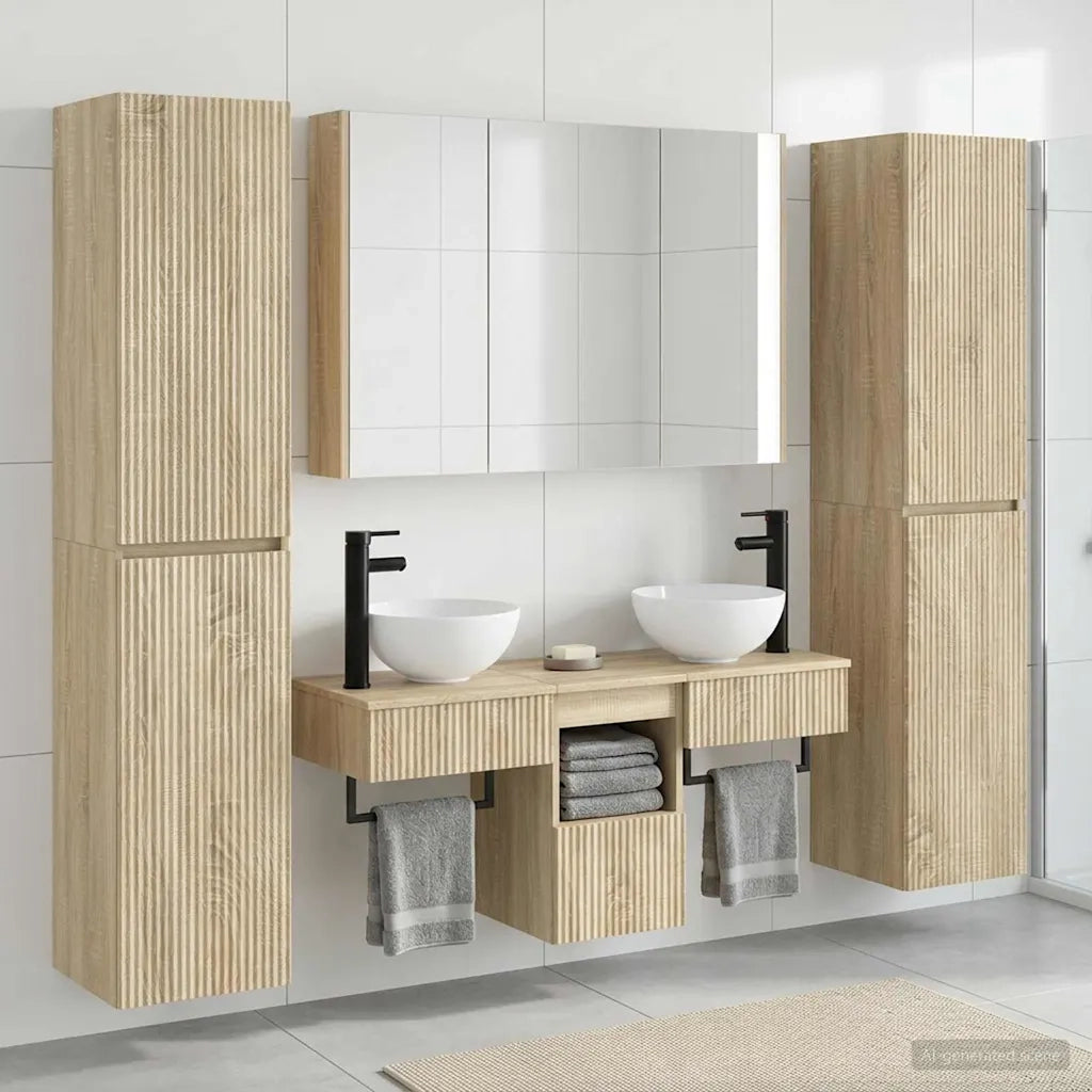Set di mobili per il bagno 6 pcs Rovere Sonoma 3407185