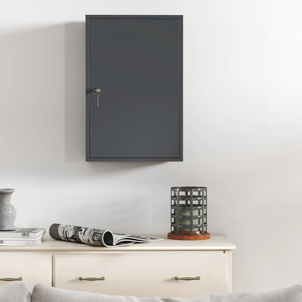 Armadietto da Bagno con 3 Ripiani e 2 Chiavi ¨C Zephmum ¨C Grigio 40x18x60 cm