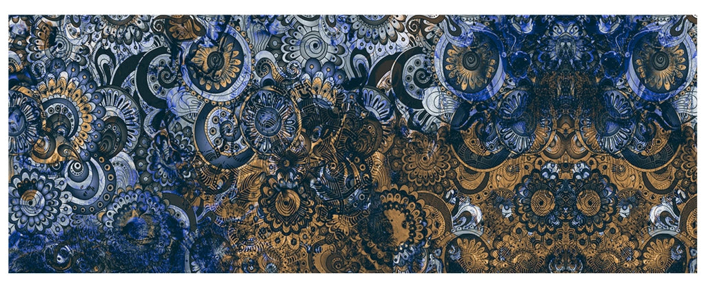 Tappeto passatoia fantasia made in Italy antiscivolo lavabile aderente Mandala Blunotte - 50x300 cm