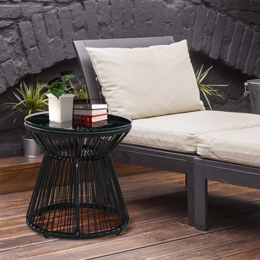 Tavolino da giardino in PE rattan ¨C zephmum ¨C nero 40x40x42
