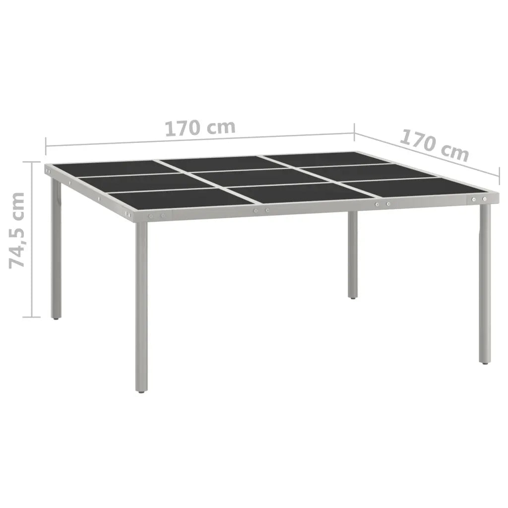 Tavolo da Giardino | Tavolino da esterno 170x170x74,5 cm in Vetro e Acciaio