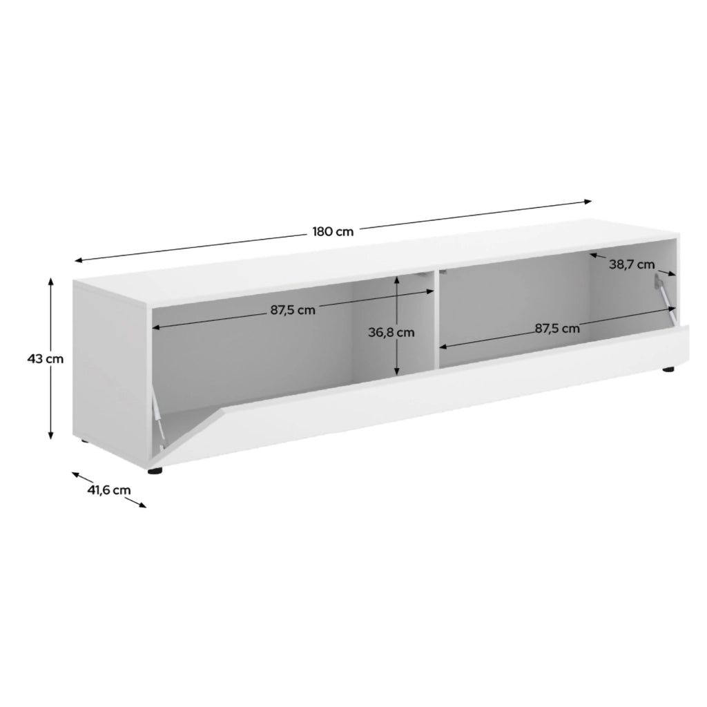 Borger, Mobile Porta tv un Ripiano, 42x180x42h cm Bianco