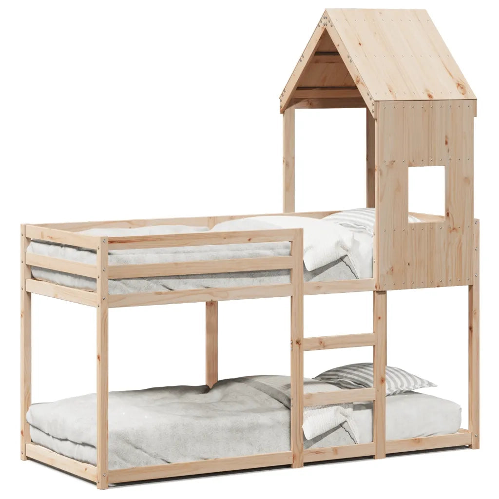 Letto a Castello senza Materasso-Struttura Letto a Castello 90x200cm Massello Pino 804294