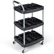 Carrello da officina a 3 ripiani 59 x 45 x 107 cm portata 45 kg facile manovrabilità stile moderno metallo nero 20_0021054