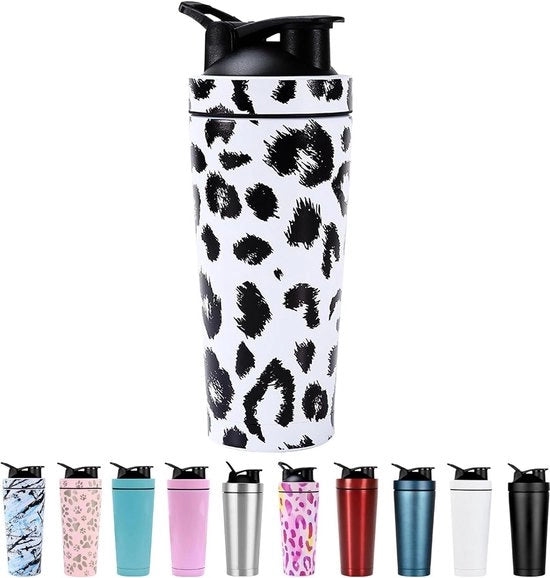 Shaker di proteine in acciaio inossidabile - senza BPA - doppio strato - impermeabile - isolato - fitness yoga - 750 ml