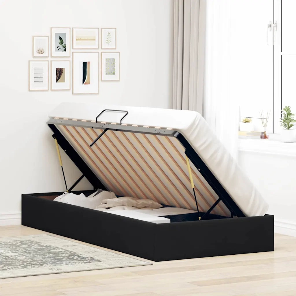 Letto con Contenitore con testiera Nero 90 x 190 cm Velluto