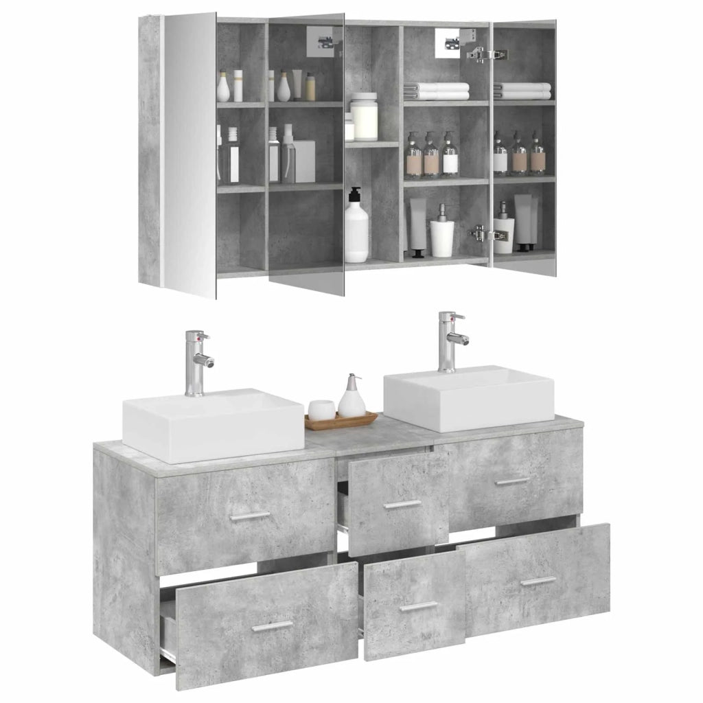 Set di mobili per il bagno 4 pcs Grigio Cemento 3406826