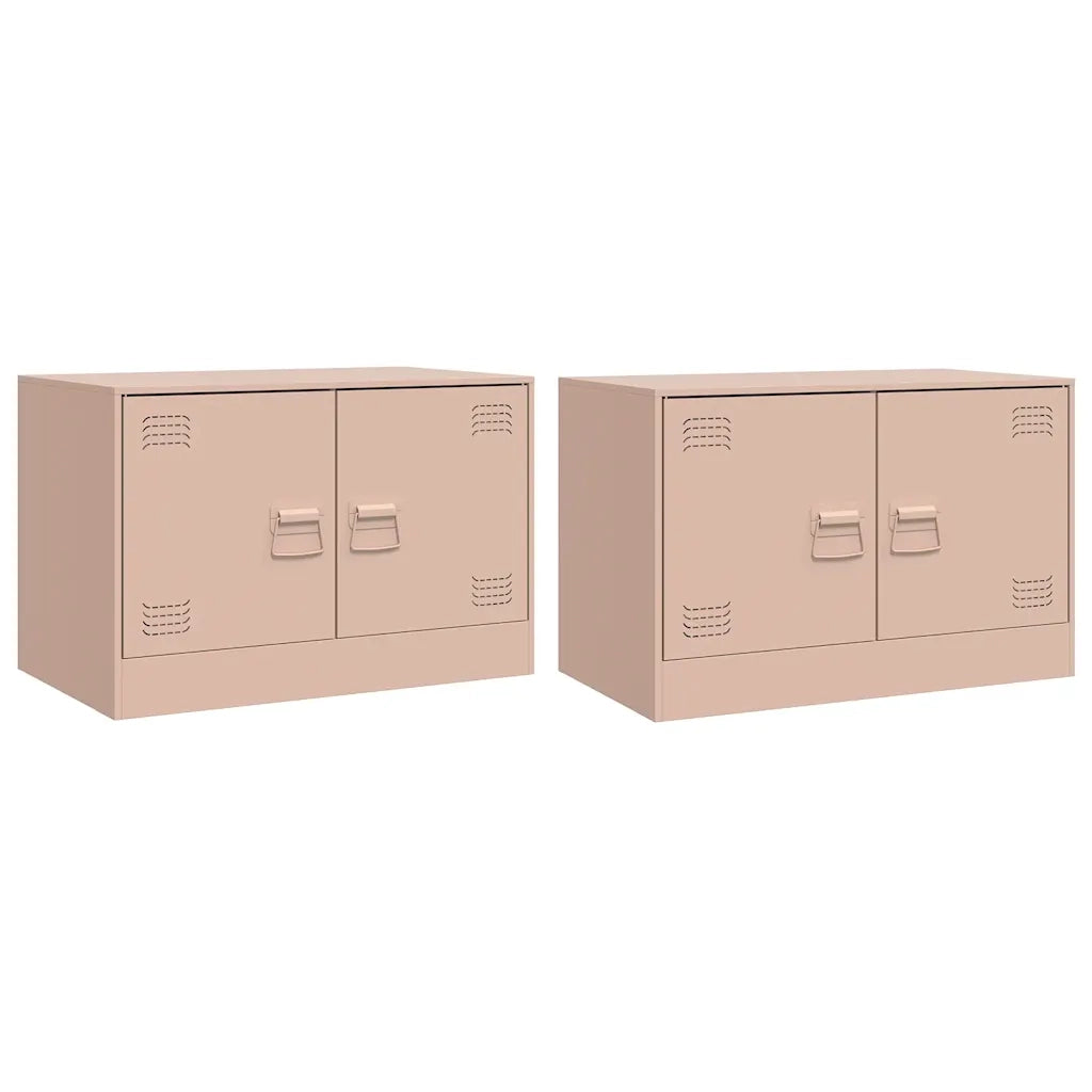 Mobili TV 2 pz Rosso 67x39x44 cm in Acciaio 841634
