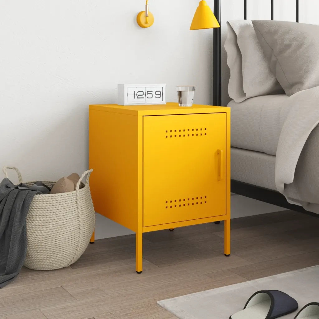 Comodino-Tavolino da notte Giallo Senape 36x39x50,5 cm in Acciaio 933970