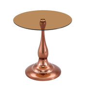 TAVOLINO Rotondo in Vetro Temperato 50 cm Marrone