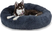 Letto per cani, morbido, letto per gatti, lavabile e rimovibile, rotondo, ciotola per cani con chiusura a zip, fondo antiscivolo, per cani grandi, medi e piccoli, XL: 100 cm, grigio scuro