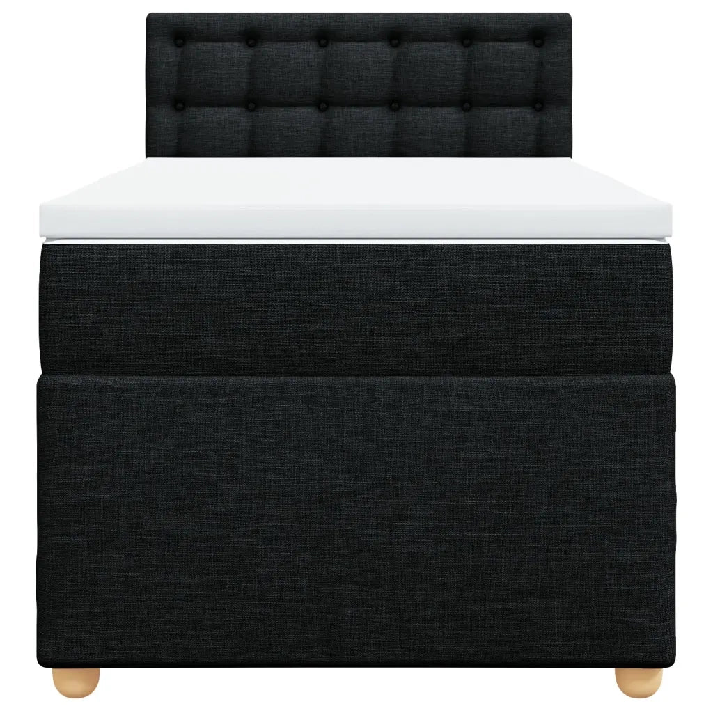 Letto a Molle con Materasso Nero Singolo in Tessuto