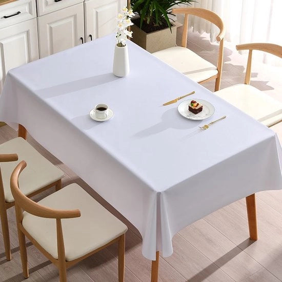 Tavolo quadrato impermeabile, lavabile e resistente alle macchie, adatto per ristoranti, giardini, feste o uso domestico. Bianco, 140 x 200 cm.