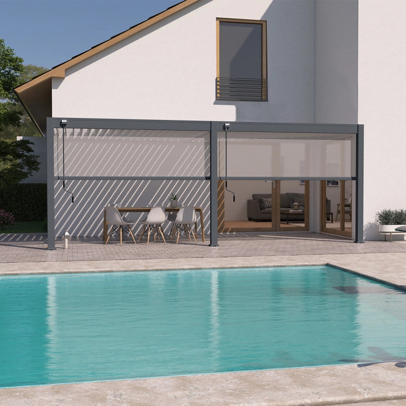 Pergola bioclimatica Ombréa adossata VS 3x6M Anthracite + 2 tende
