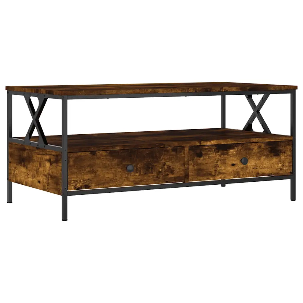 Tavolino da Salotto-Tavolino da soggiorno-Tavolo Rovere Fumo 100x51x45 cm Legno Multistrato 182743