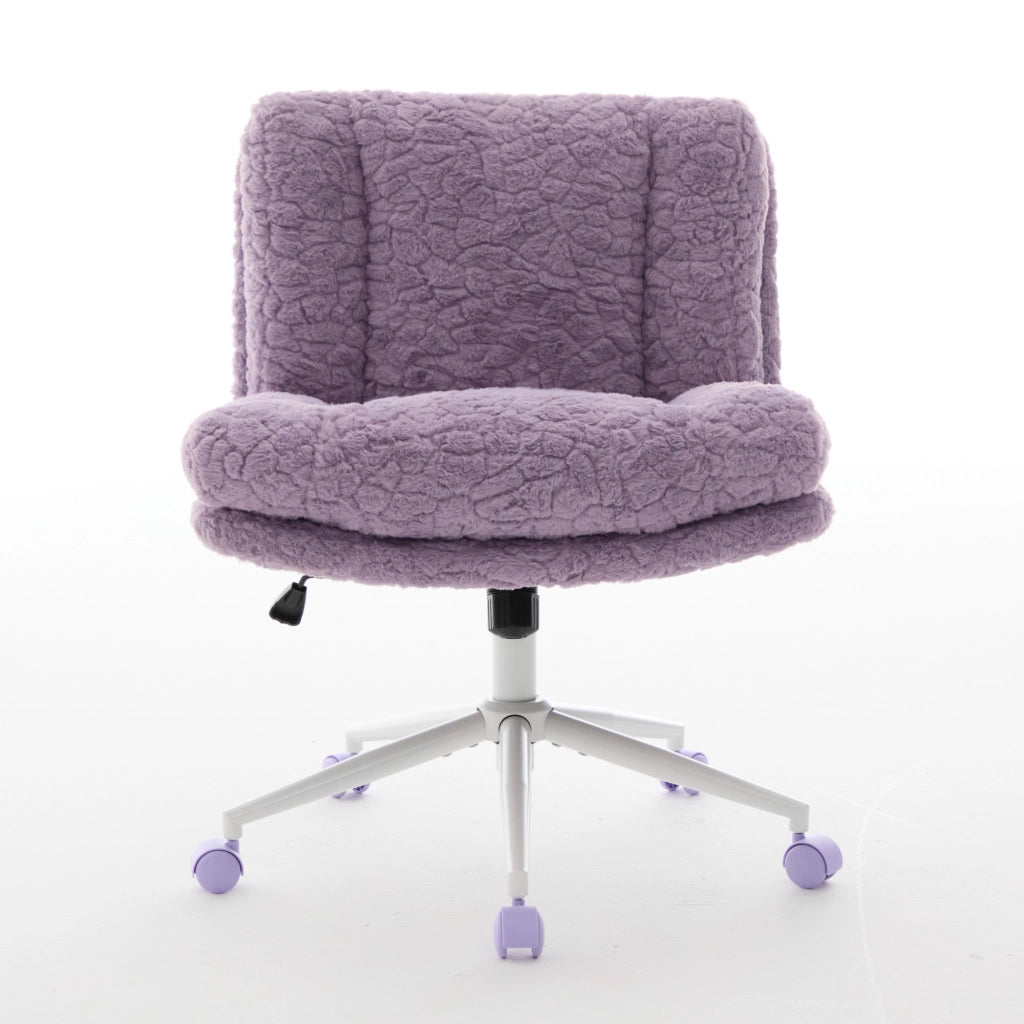 Poltrona Girevole da Ufficio ¨C MINIMAL ¨C Velluto Viola, Braccioli, Base in Metallo