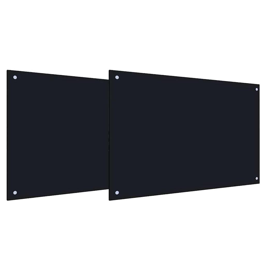 Set di 2 paraschizzi moderni per cucina 90 x 50 cm resistenti al calore durevoli vetro temperato nero 02_0056230